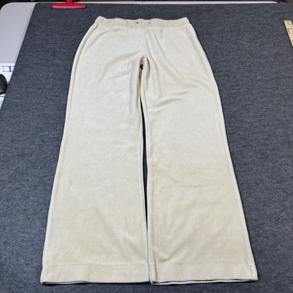 VTG Y2K Sweet Romeo Velvet Wide Leg Track Pants Womens L Mid Rise Lounge Comfort